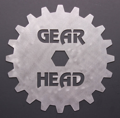 GEAR HEAD Stainless Steel Wall Art for Garage/Man Cave